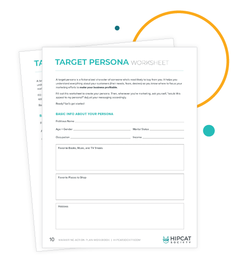 Preview of target persona worksheets in the workbook